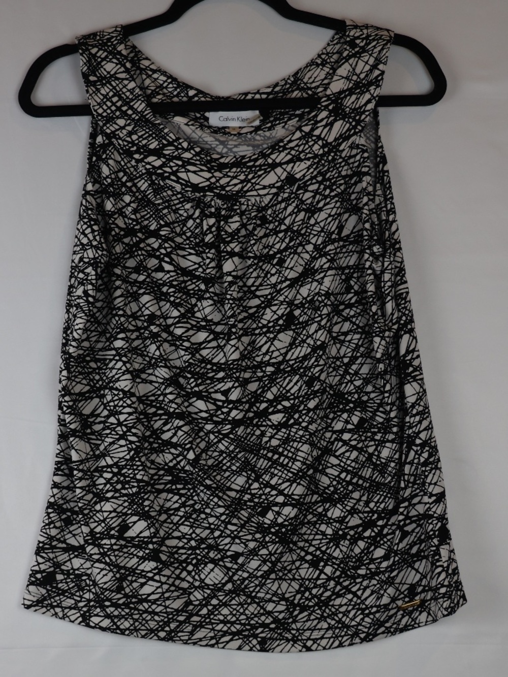 Calvin Klein Black & White Abstract Scribble Tank Top
